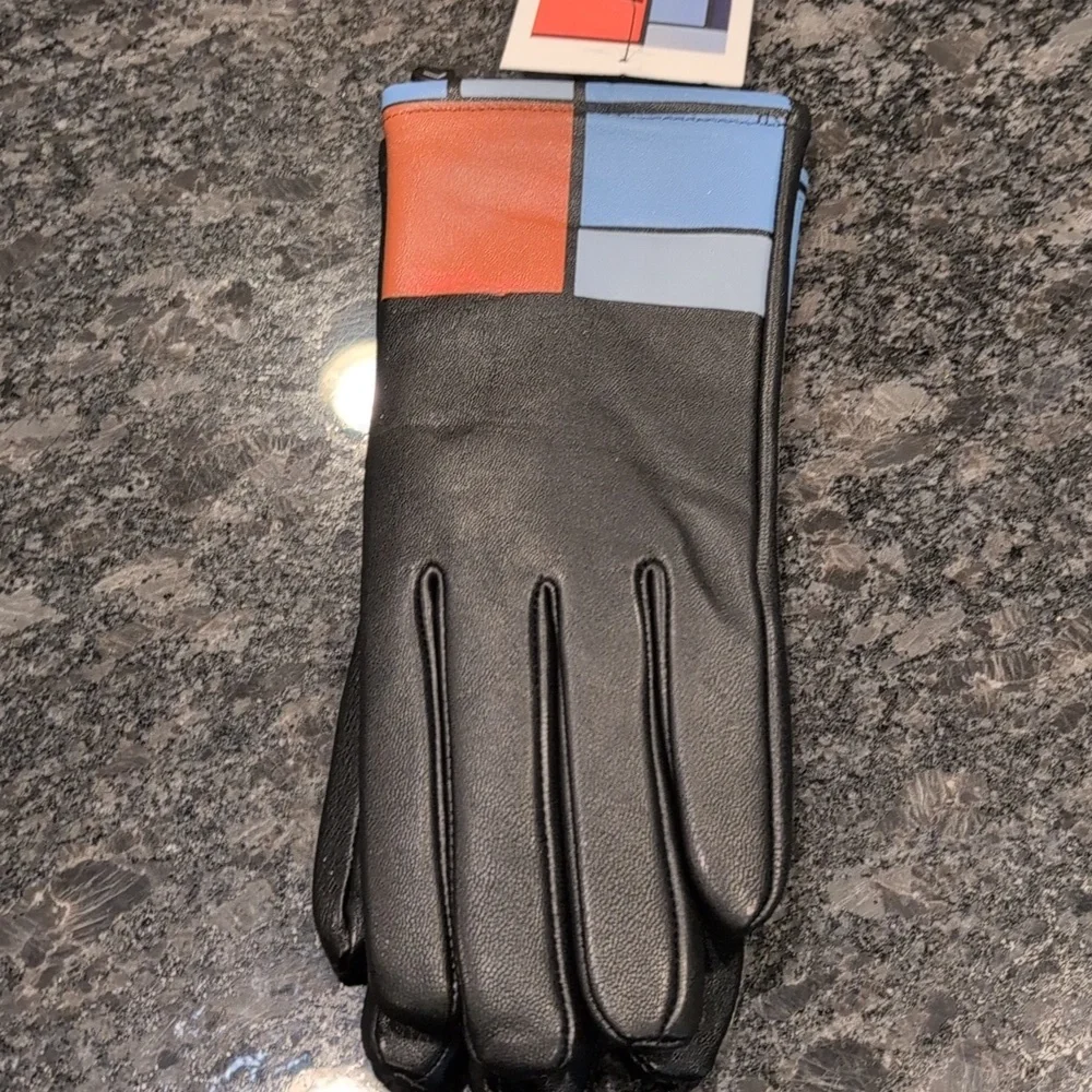 Ladies Leather Mondrian The Met Gloves Size L - Picture 3 of 7